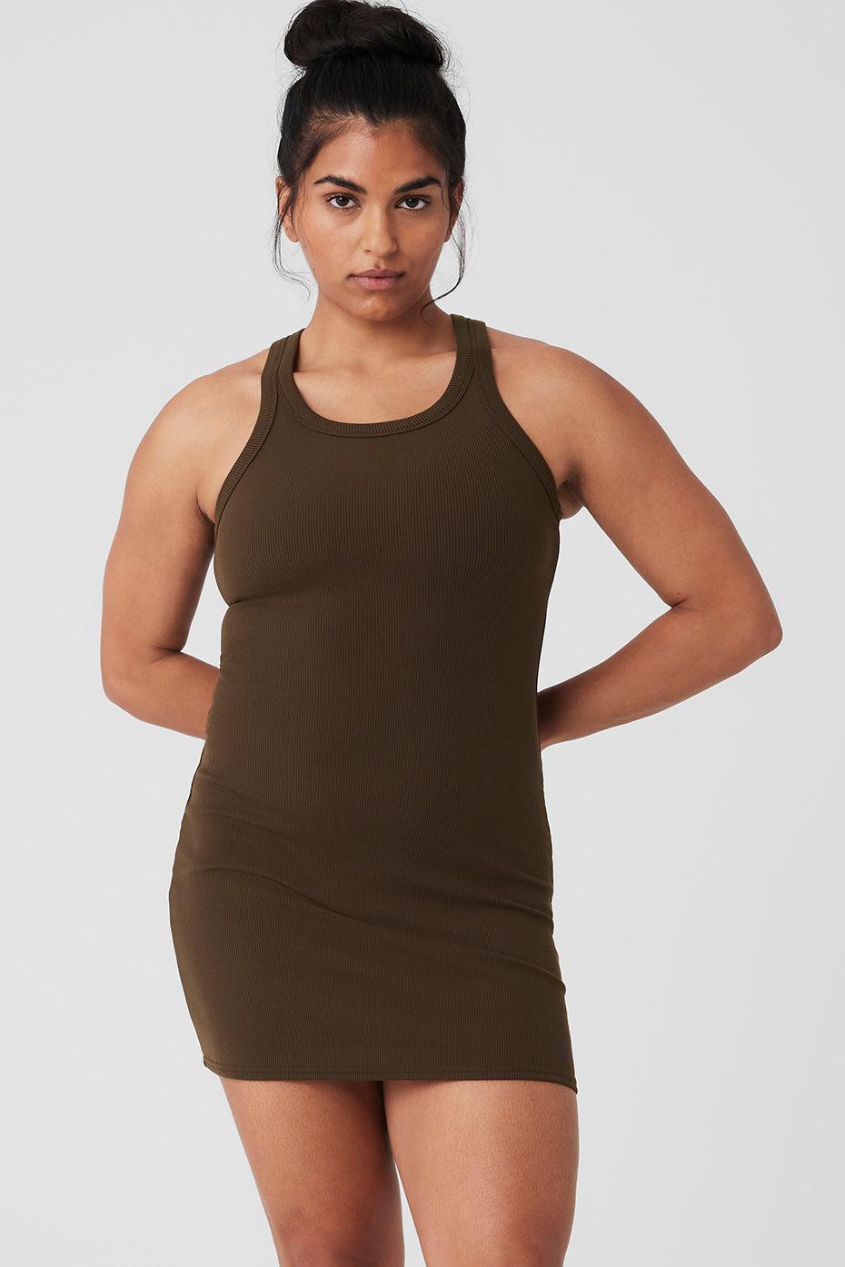 Goddess Ribbed Go-To Dress - Espresso Product Image