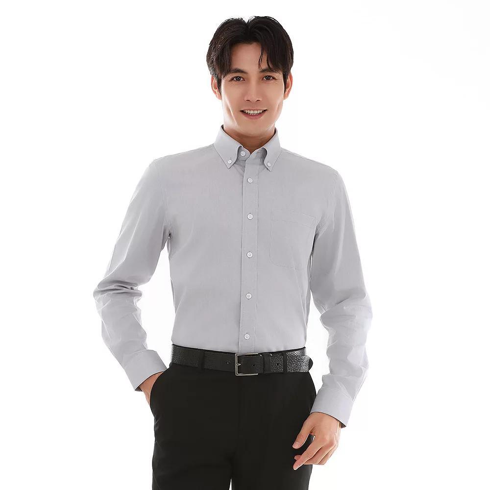 Men's Bespoke Classic-Fit Pinpoint Oxford Dress Shirt, Size: XL-36/37, Green Product Image