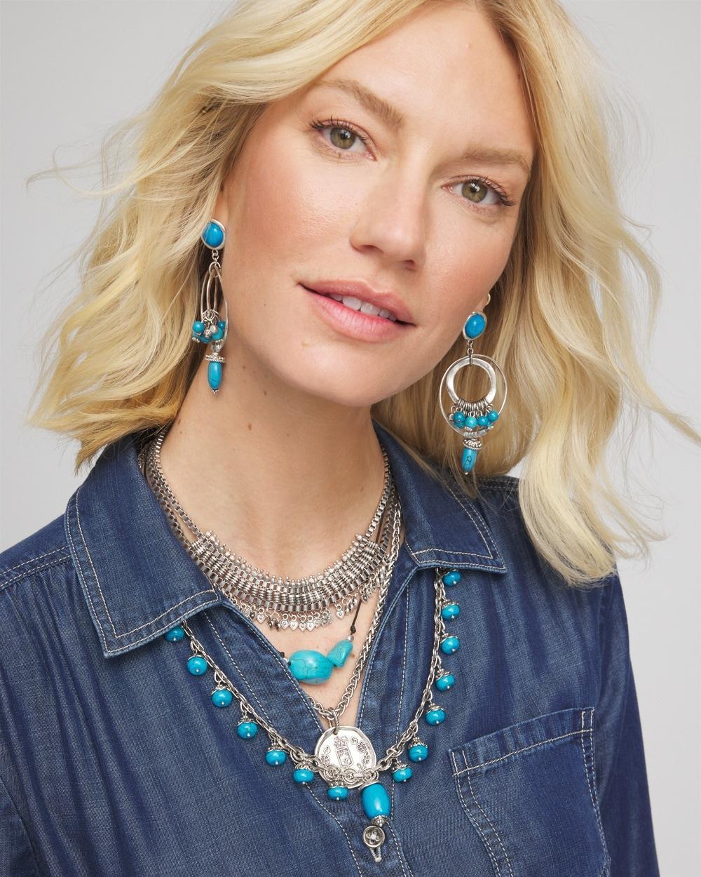 Faux Turquoise Charm Necklace Product Image