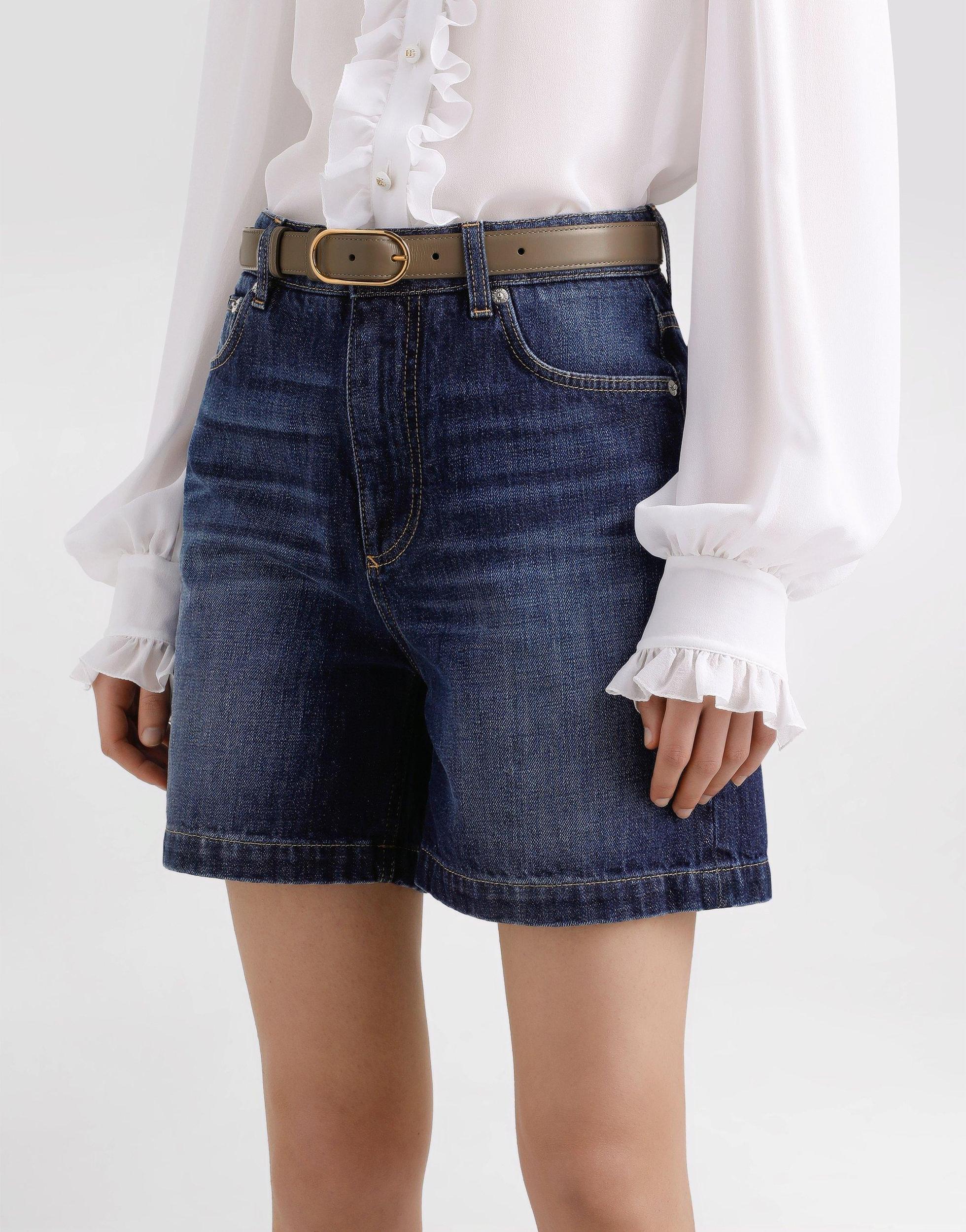 DOLCE & GABBANA Calfskin Belt In Beige Product Image