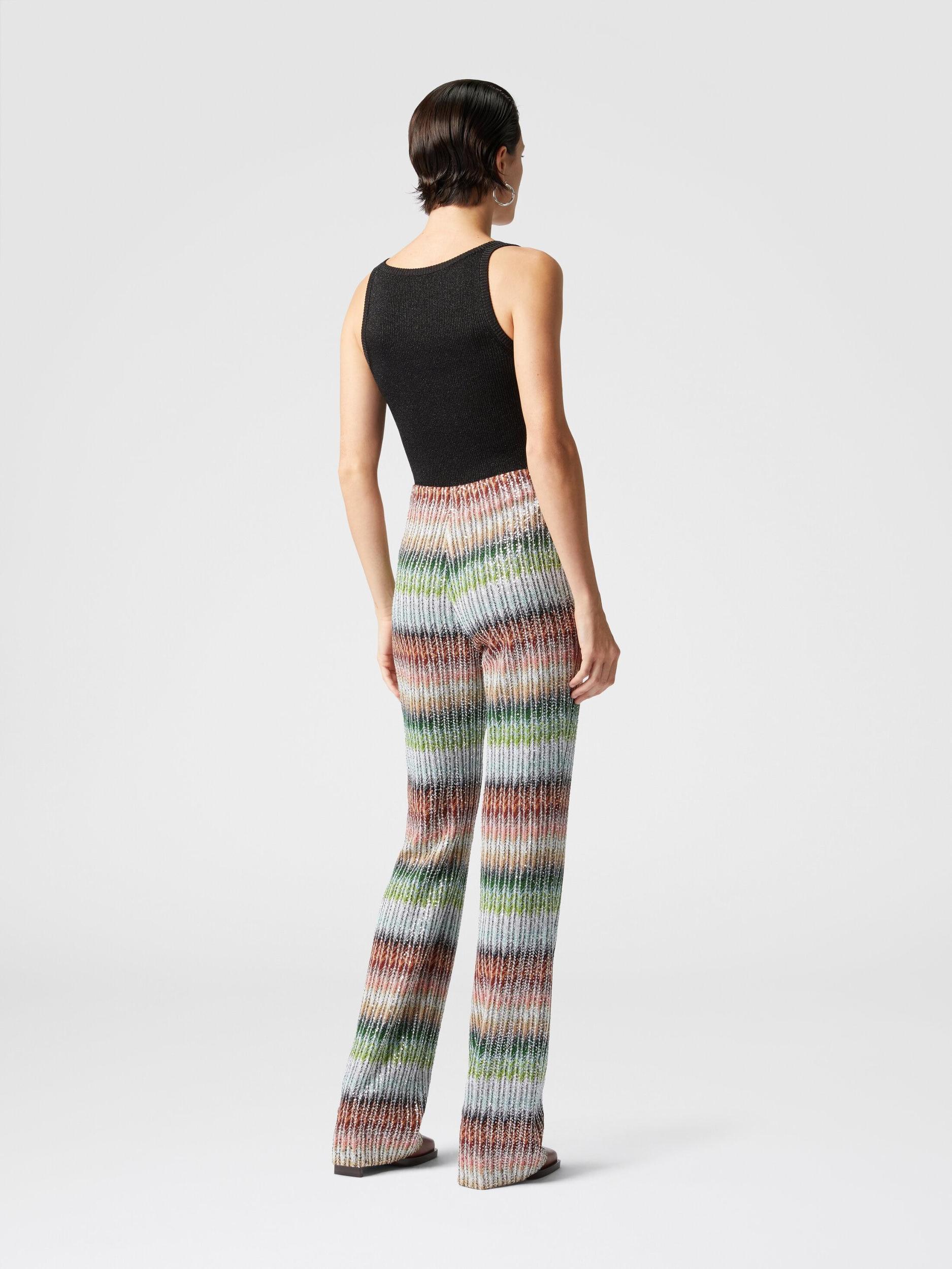Flared trousers in gradient zig zag knit with sequins Product Image
