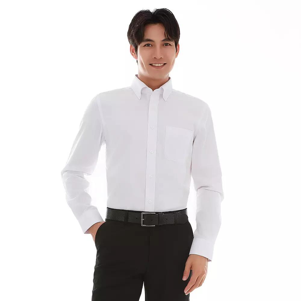 Men's Bespoke Classic-Fit Pinpoint Oxford Dress Shirt, Size: XL-36/37, Green Product Image