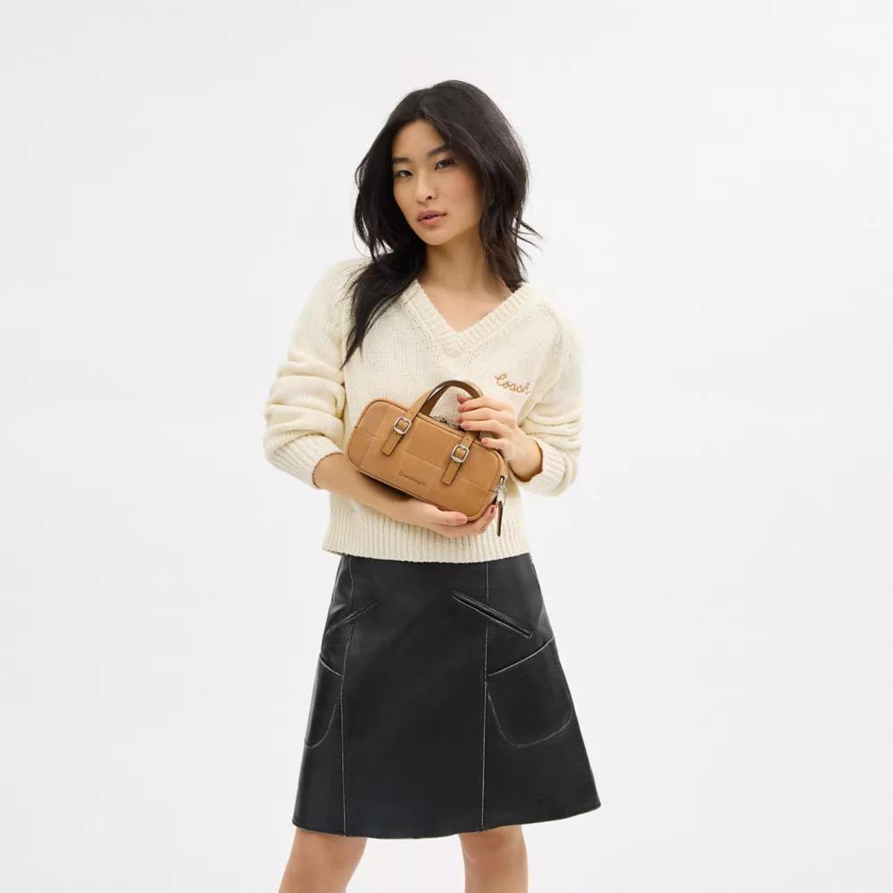 Alter/Ego Mini Satchel Bag In Checkerboard Upcrafted Leather With Crossbody Strap Product Image