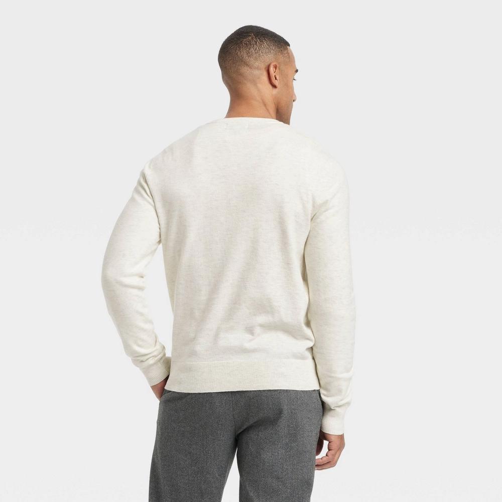 Men's Soft Knit Crew Neck Pullover Sweater - Goodfellow & Co™ Off-White XXL: Lightweight Ribbed Cuffs Product Image