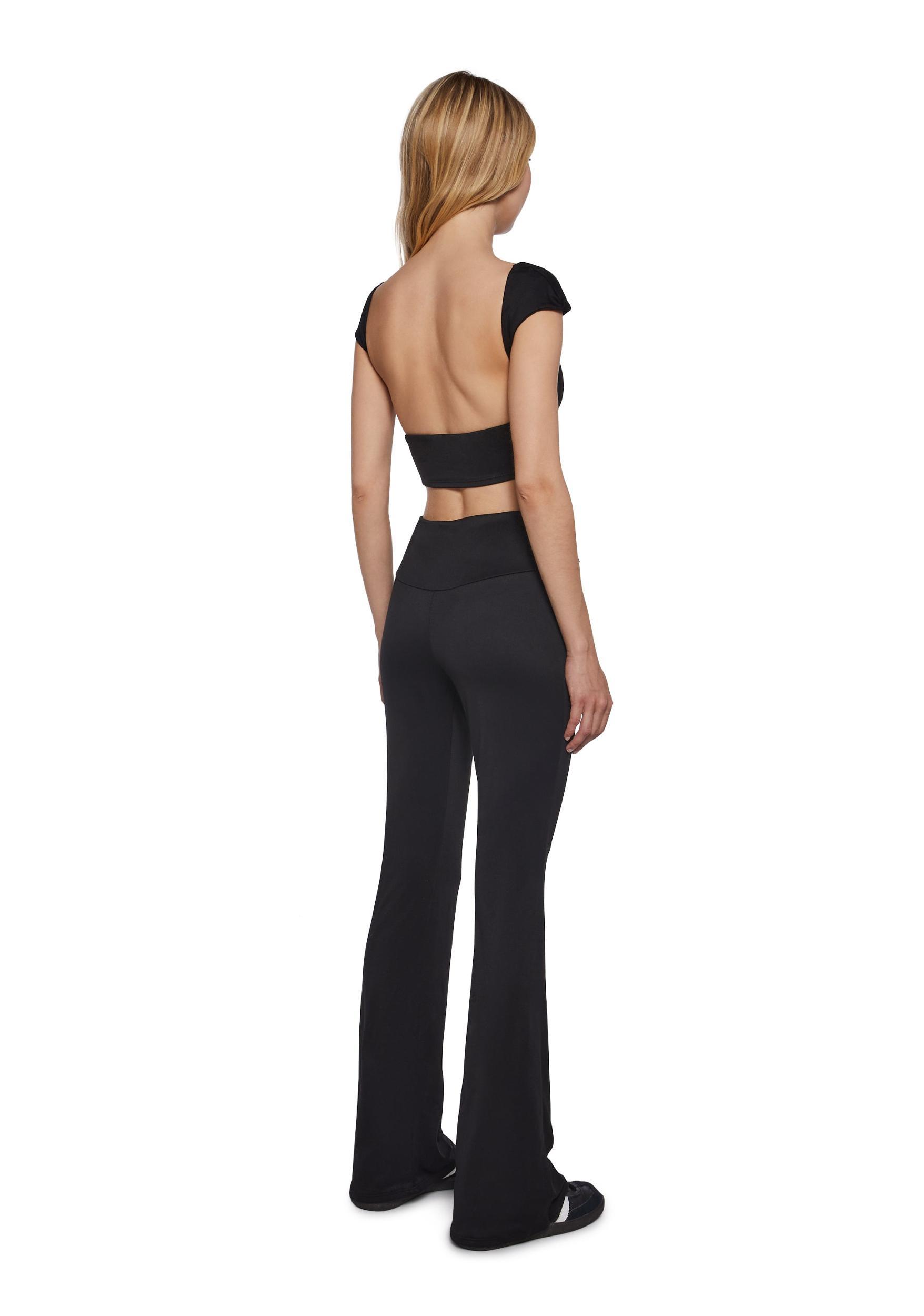 Womens Lounge Workout Crop Top And Pants Set - Black Product Image