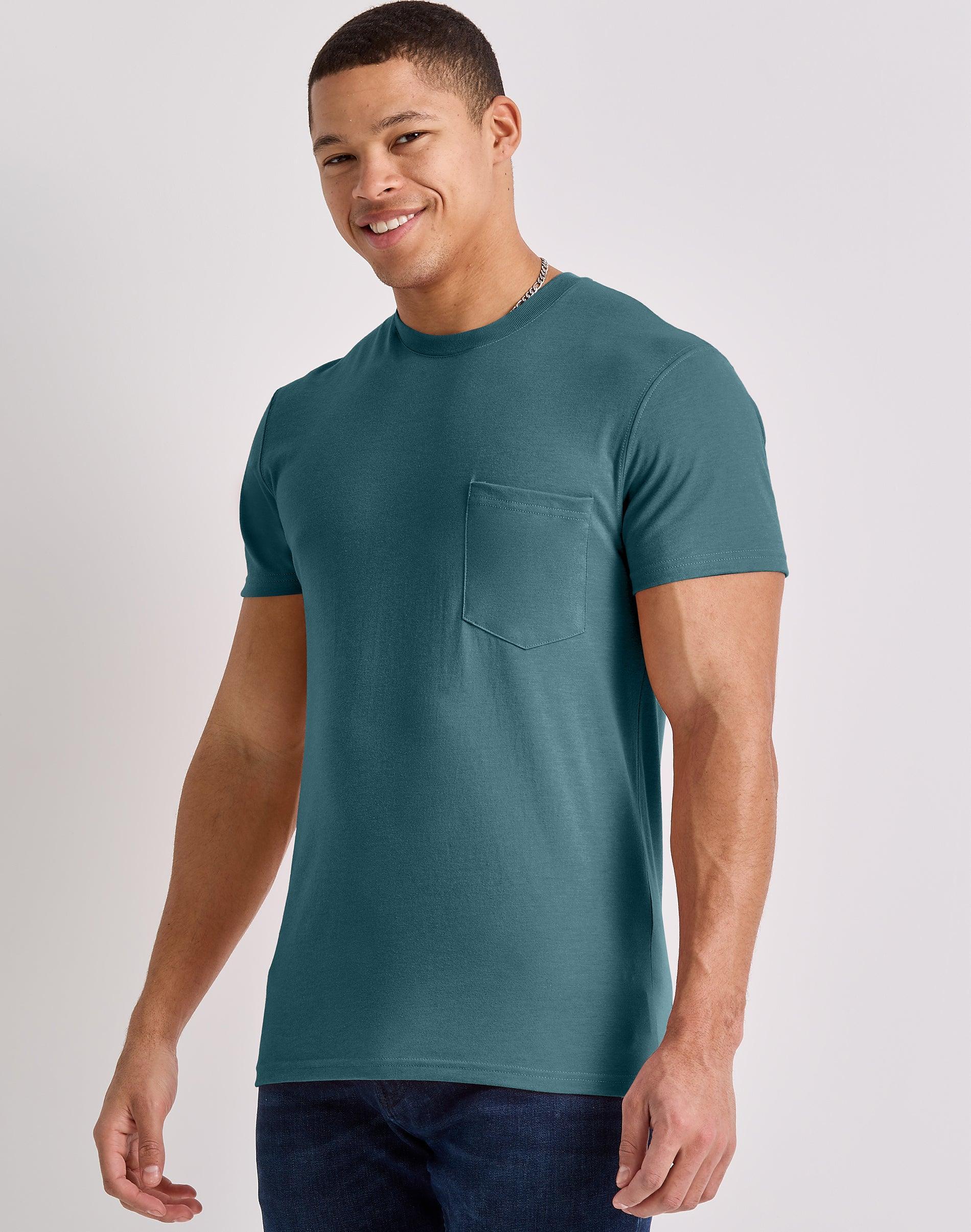 Hanes Originals Mens Cotton Pocket T-Shirt Athletic Navy Heather S Product Image