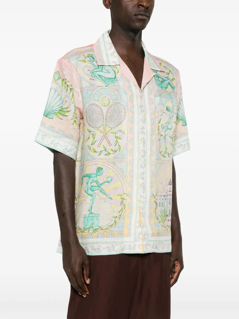 Vase-print linen shirt Product Image