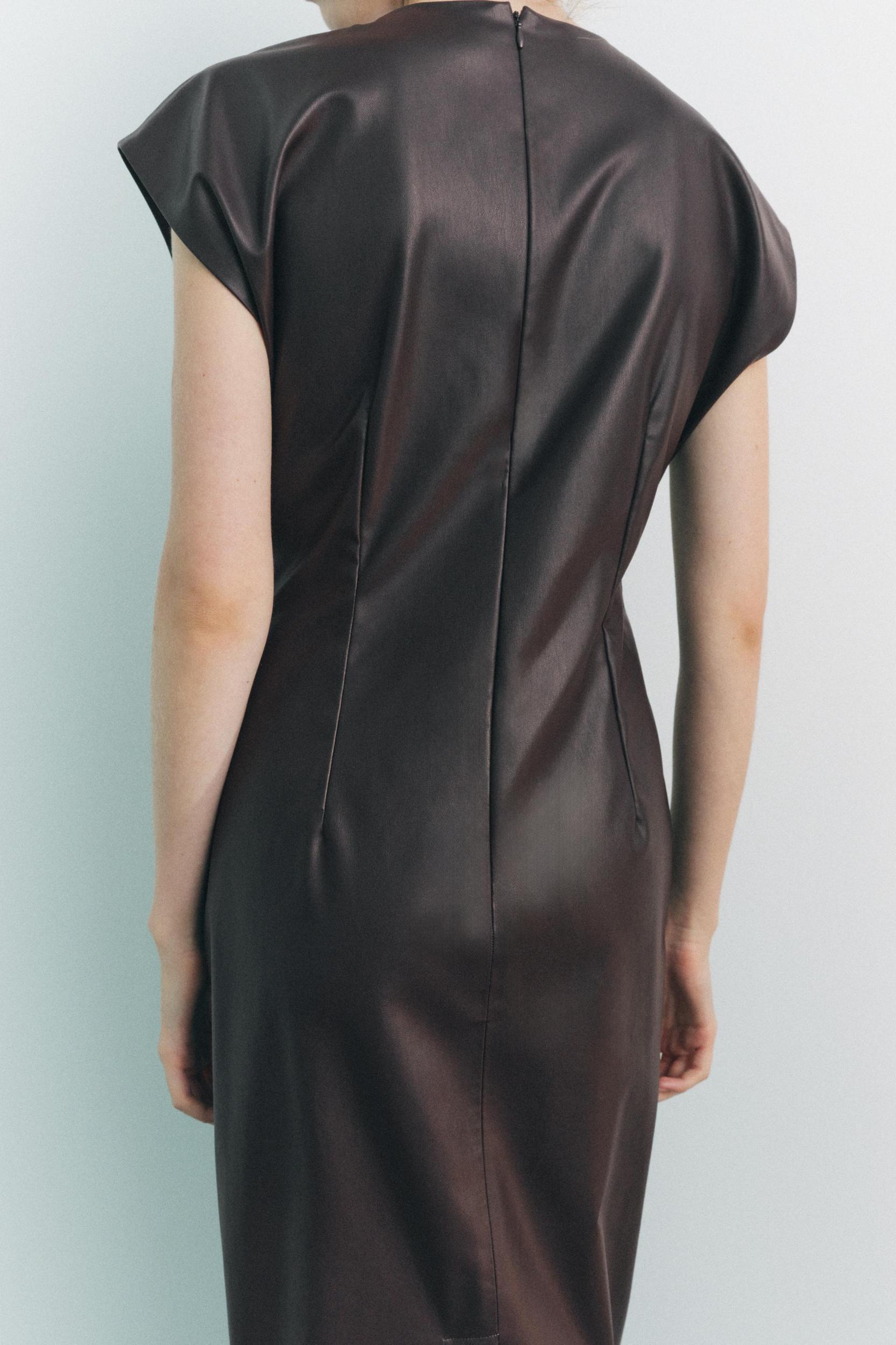FAUX LEATHER MIDI DRESS Product Image