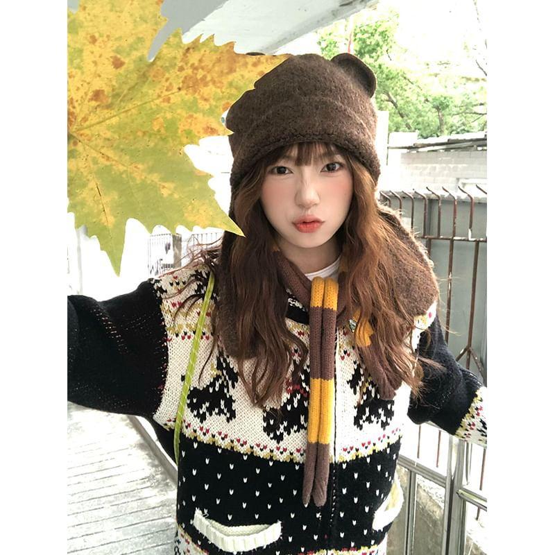 Jacquard Zip-Up Cardigan Product Image
