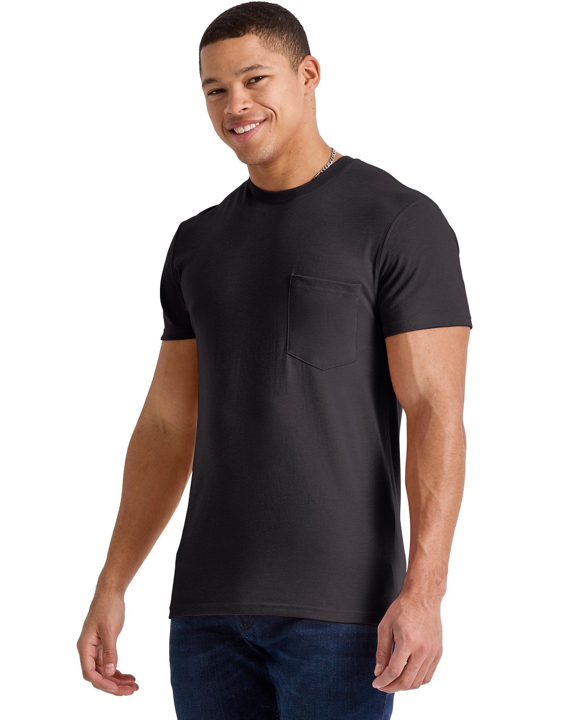 Hanes Originals Mens Cotton Pocket T-Shirt Athletic Navy Heather S Product Image