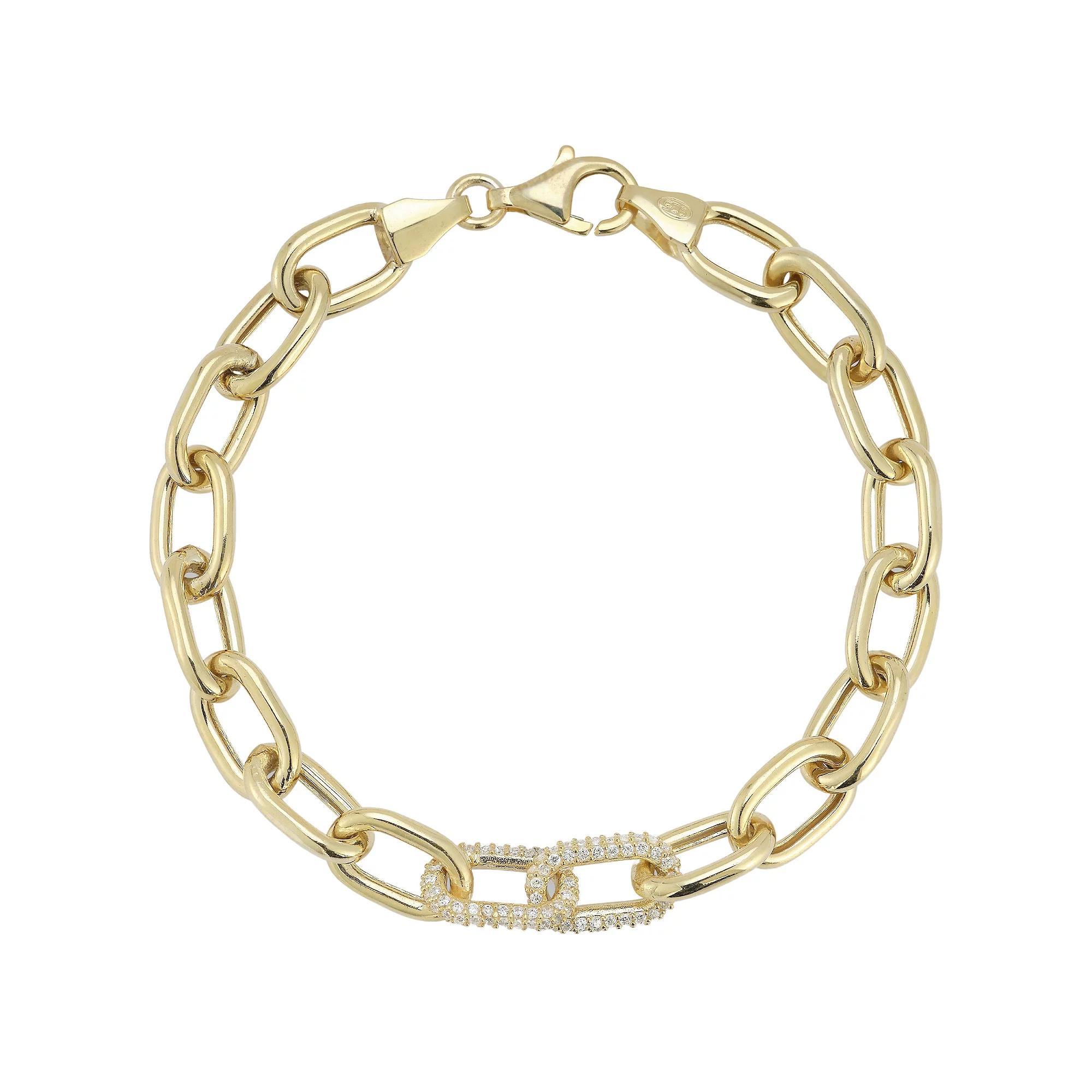 Sunkissed Sterling Cubic Zirconia Link Bracelet, Women's, Size: 7", Gold Tone Product Image
