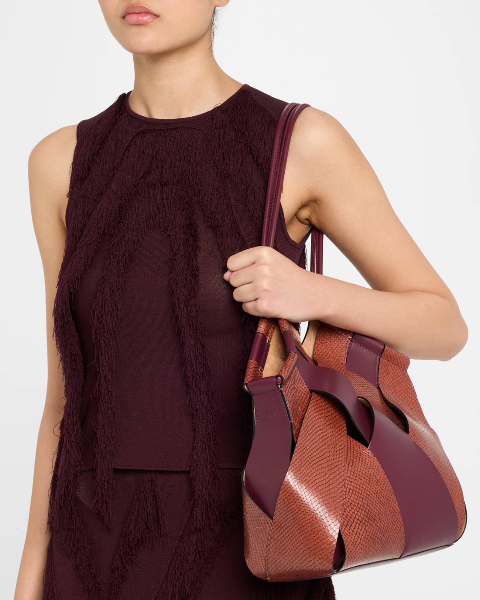 Charlotte Woven Snake-Print Leather Tote Bag Product Image