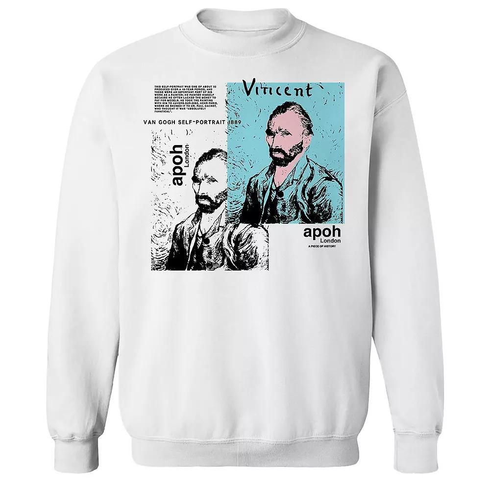 Men's apoh - Van Gogh Self Portrait Graphic Fleece Sweatshirt, Size: XXL, White Product Image