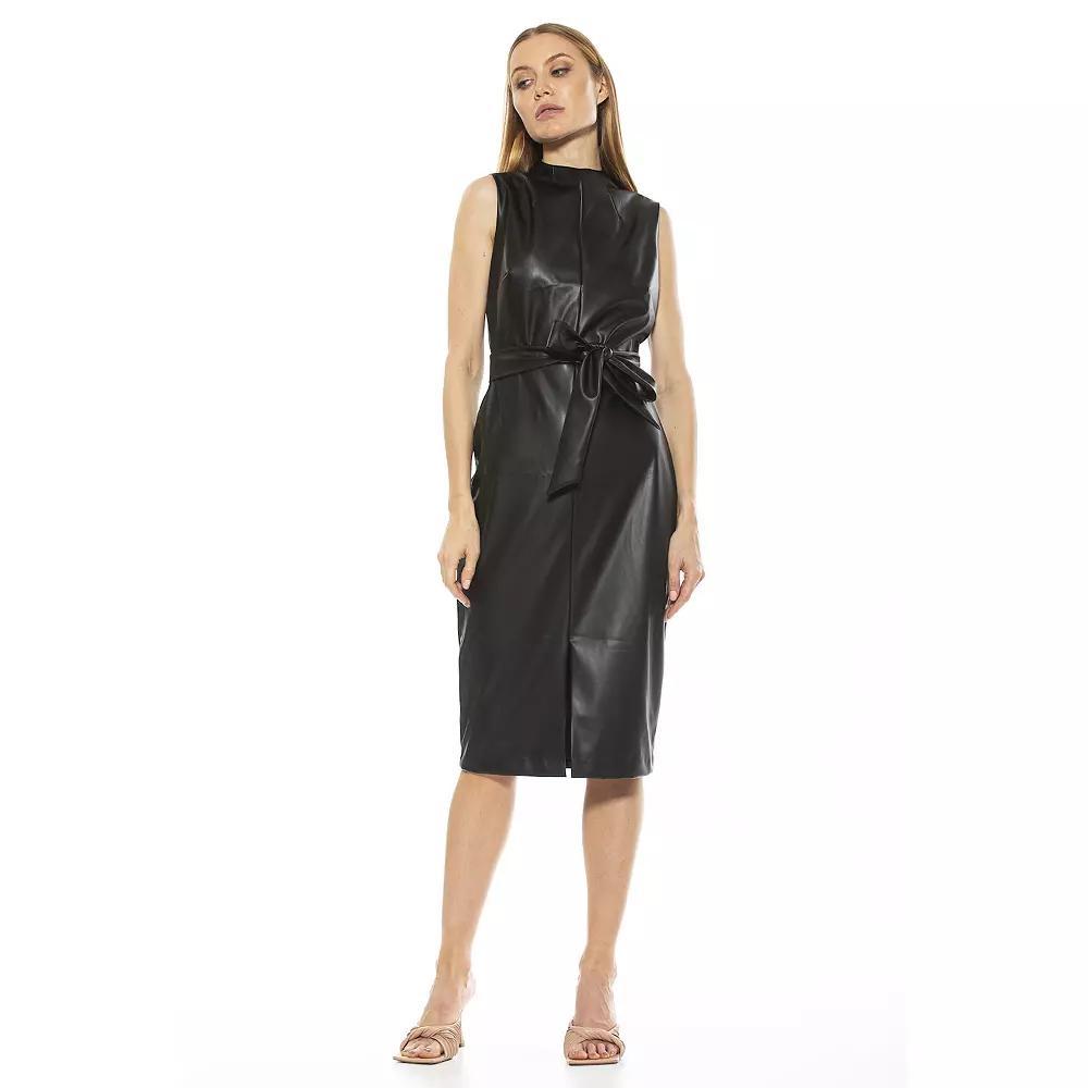 Women's ALEXIA ADMOR Fara High Neck Front Slit Sheath Dress, Size: 4, Black Product Image