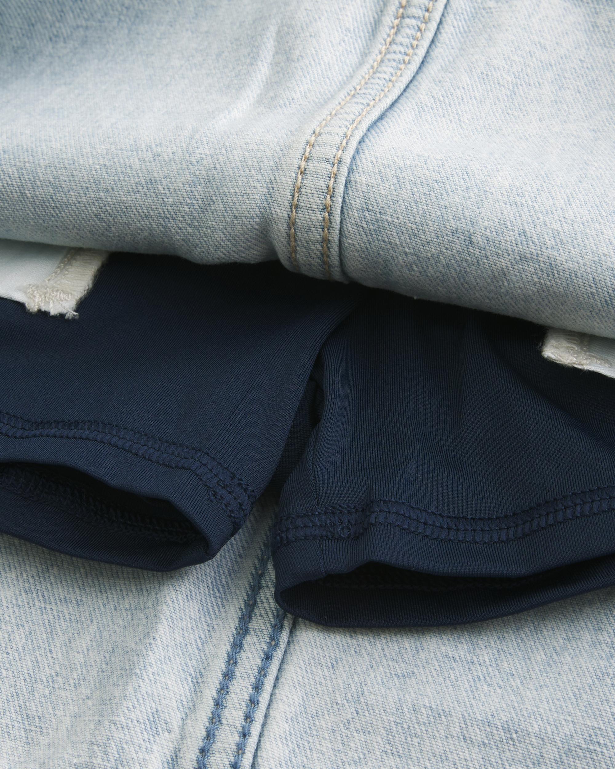 Low-Rise Light Wash Denim Mini Skort Product Image