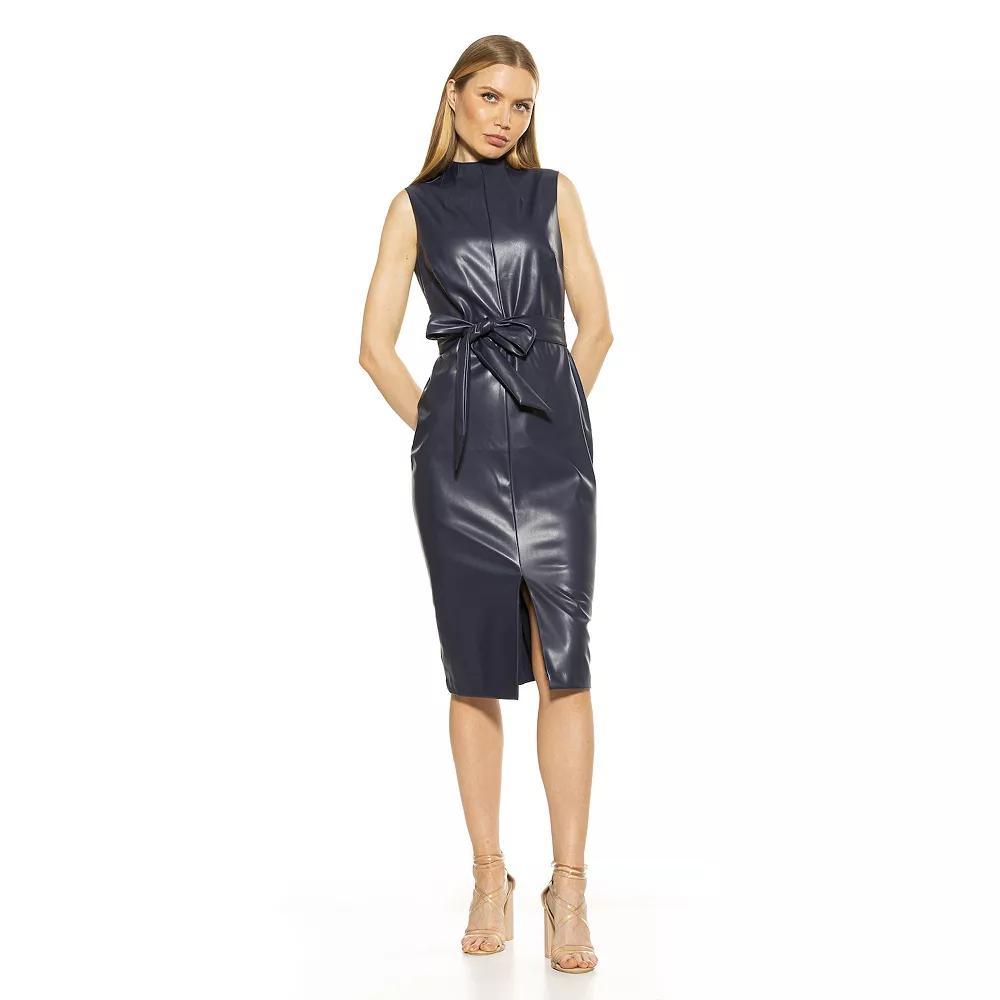 Women's ALEXIA ADMOR Fara High Neck Front Slit Sheath Dress, Size: 8, Blue Product Image