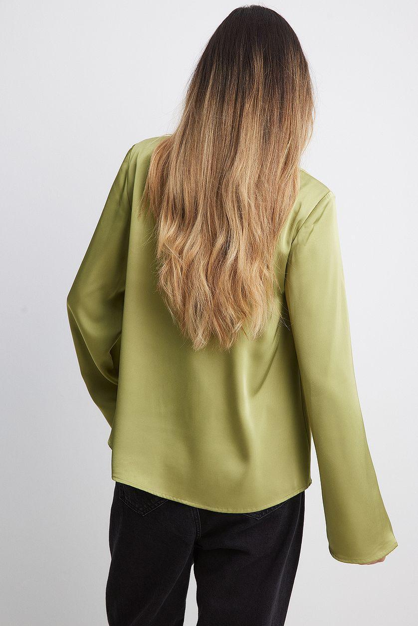 Satin Blouse with Gathered Neckline Product Image
