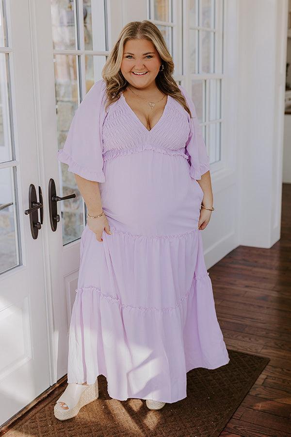 Charming Glance Tiered Maxi Dress in Dusty Purple Curves Product Image