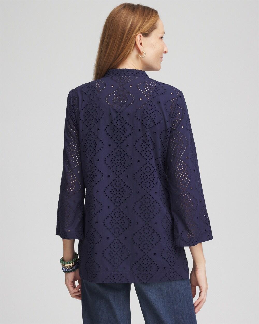 Poplin Eyelet V-Neck Tunic Product Image