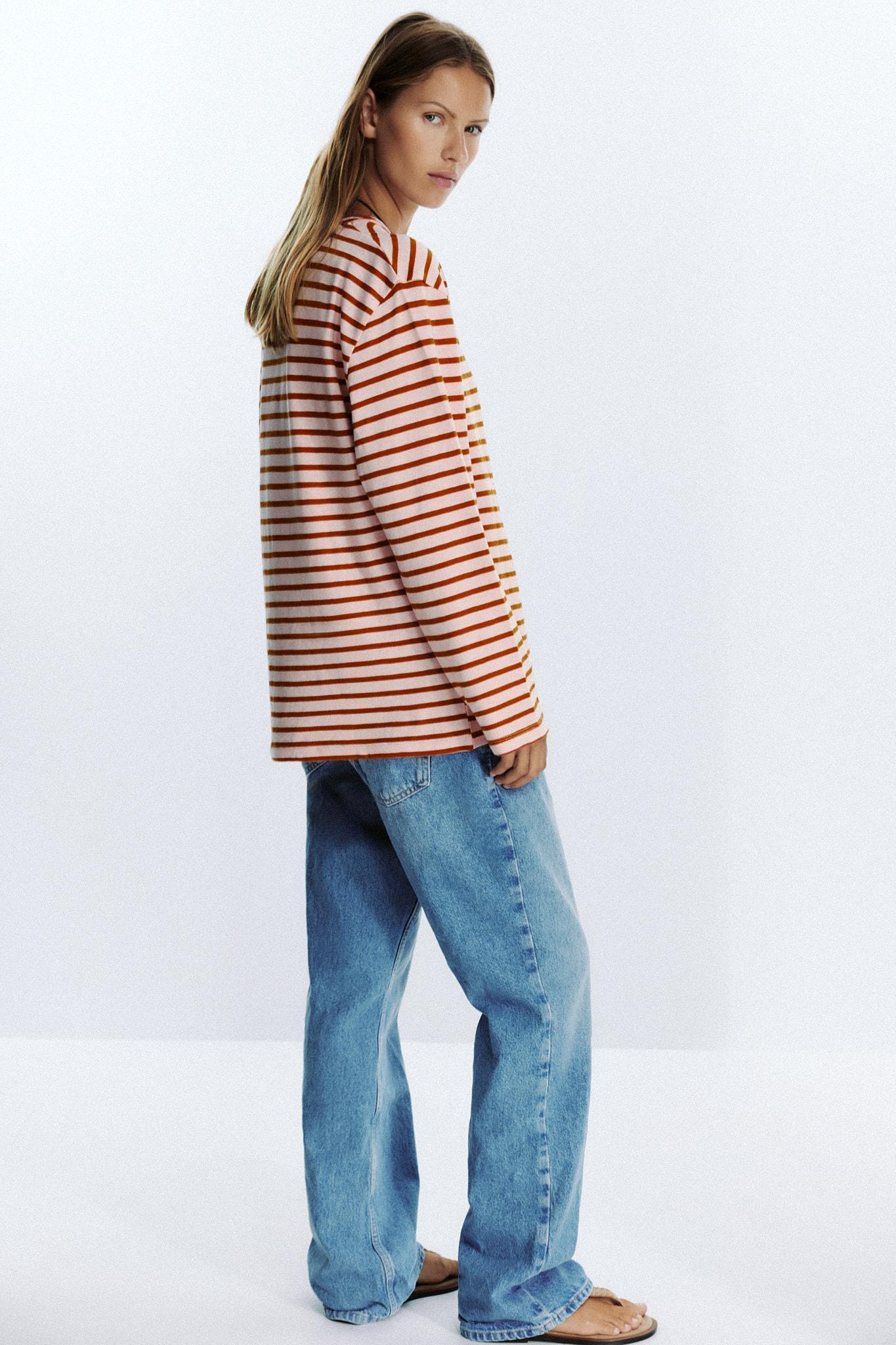 SLUB STRIPED COTTON T-SHIRT Product Image