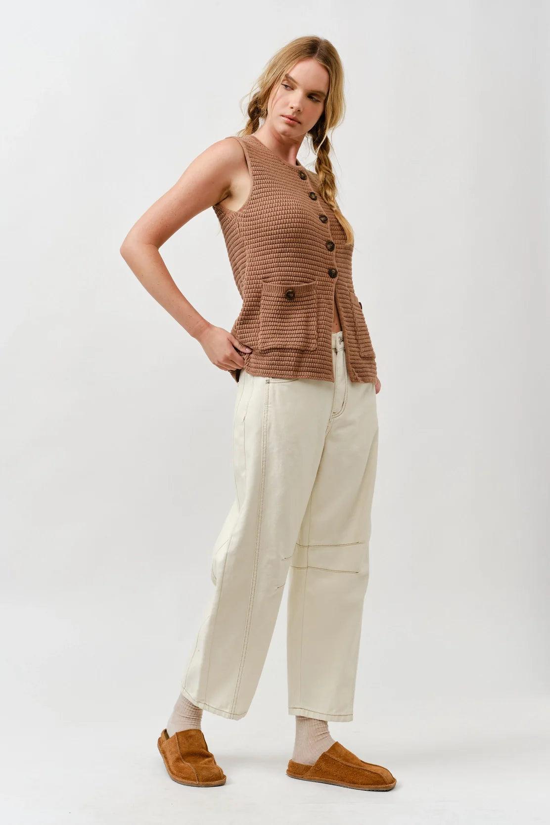 Lainey Sweater Vest - Mocha Product Image