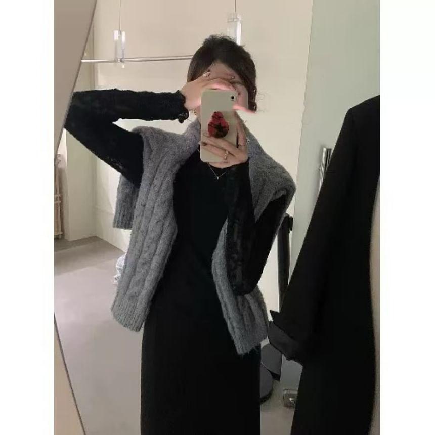 Long-Sleeve Mock Neck Lace Top Product Image