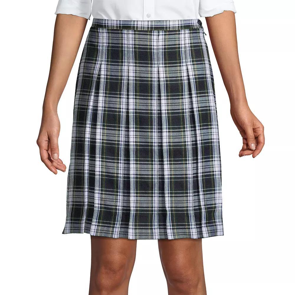Women's Lands' End School Uniform Plaid Box Pleat Skirt, Size: 2, Clear Blue Plaid Product Image
