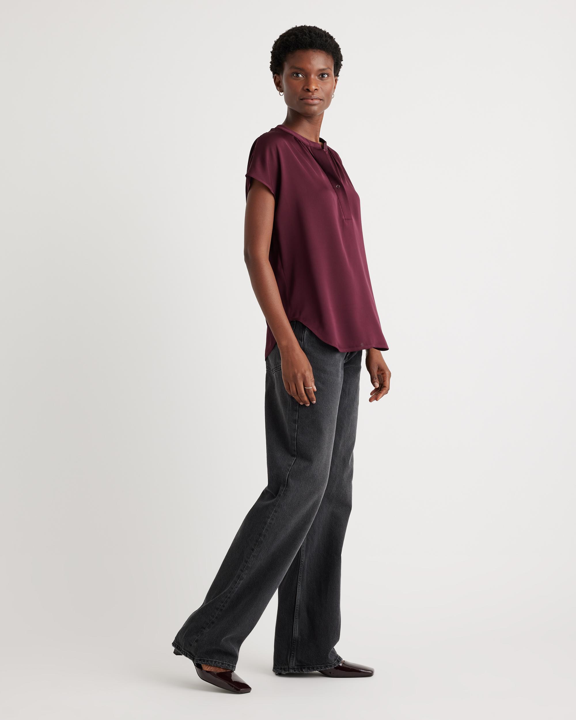 Quince | Women's Washable Stretch Silk Dolman Sleeve Blouse Size XS, Mulberry Silk Product Image
