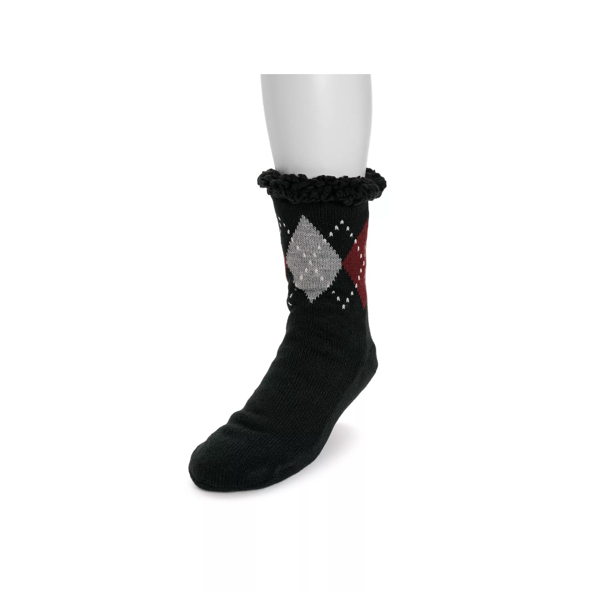 Men's MUK LUKS® Cabin Socks, Size: SMLL/MEDM, Ebony Radicchio Product Image