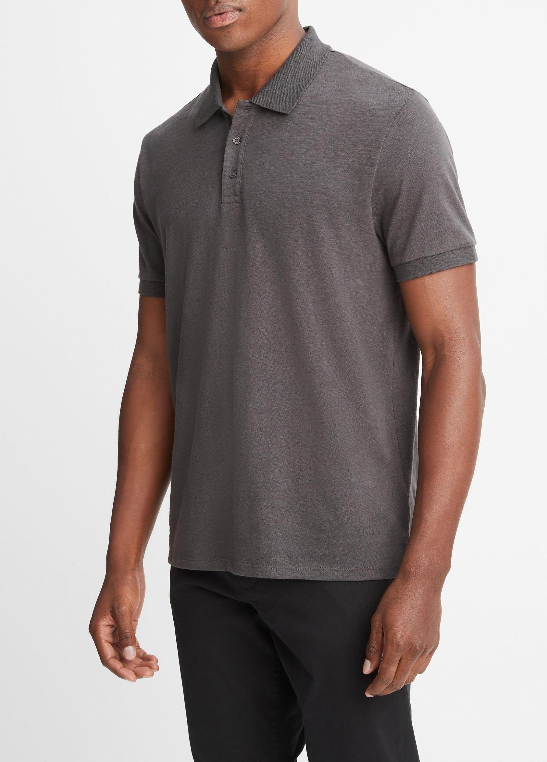 Mens Classic Slub Polo Shirt, Black, Size L Vince Product Image
