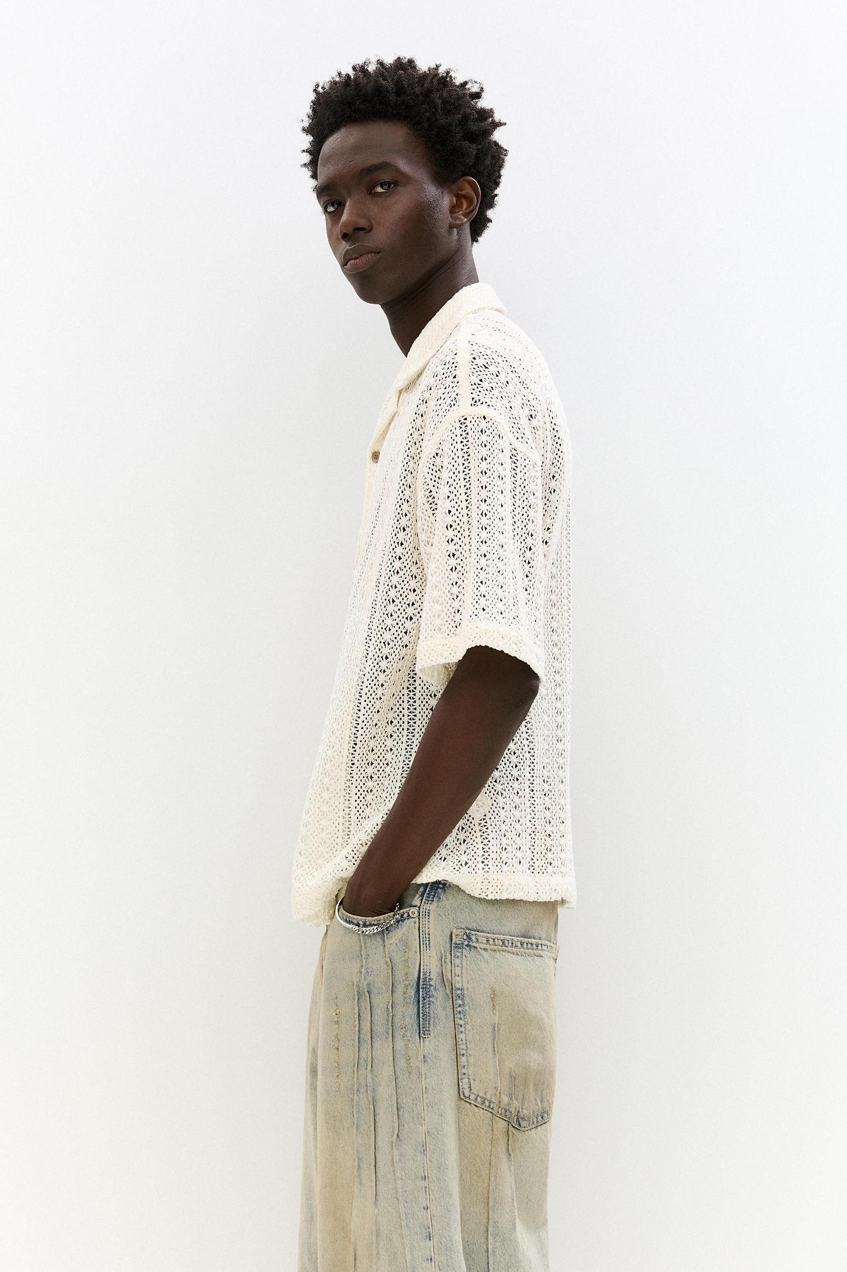 Short sleeve crochet shirt Product Image