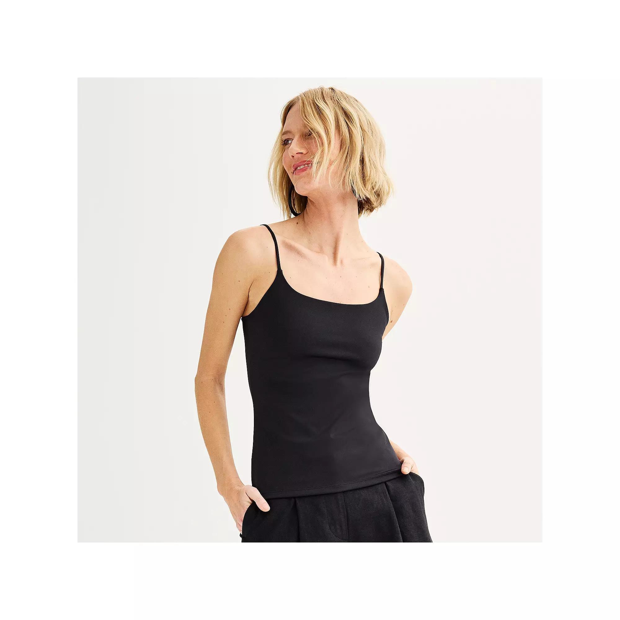 Women's Nine West Sculpt Jersey Cami, Size: Large, Mineral Black Product Image
