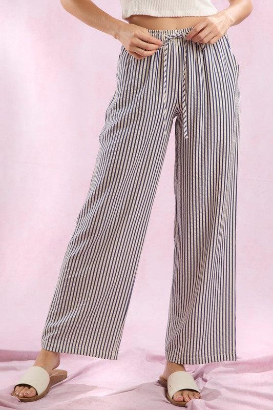 Navy Signature Stripe Easy Pants Product Image