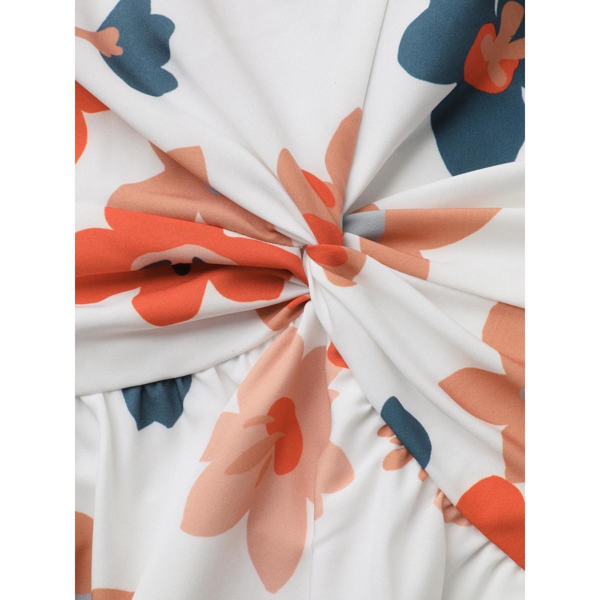 Plus Size Sweet Floral Front-Twist Lined Maxi Dress Multicolor Women Elegant Twist Heart neckline Short sleeve Curvy BloomChic 12/L Product Image
