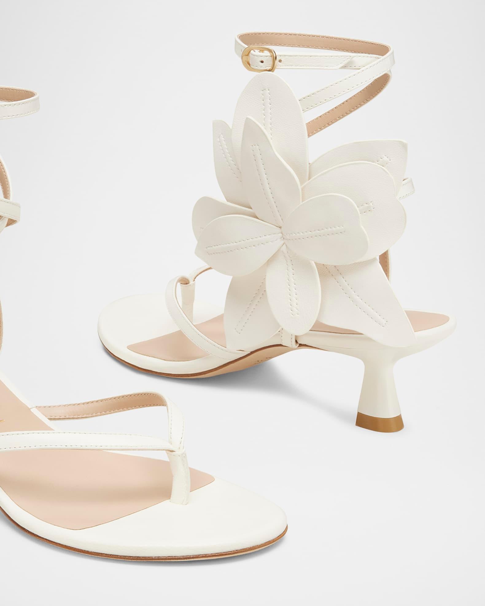 Paradise 50 Flower Leather Kitten Sandals  Product Image