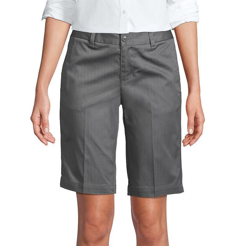 Women's Lands' End Front Blend Chino Shorts, Size: 8, Black Product Image
