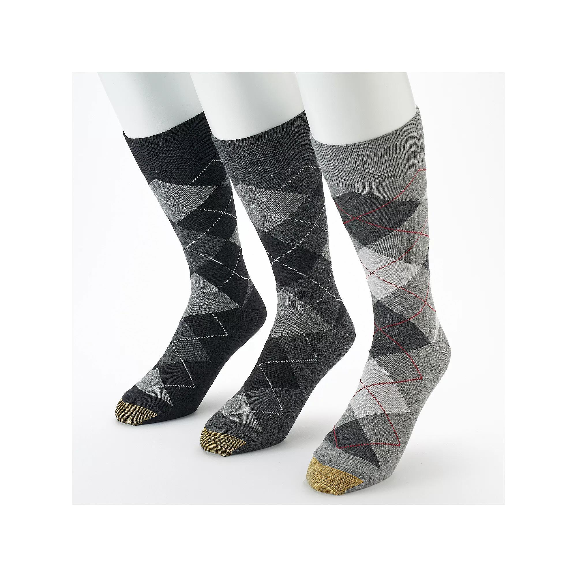 Men's GOLDTOE® 3-pack Carlyle Argyle Crew Socks, Size: 6-12, Brown Product Image