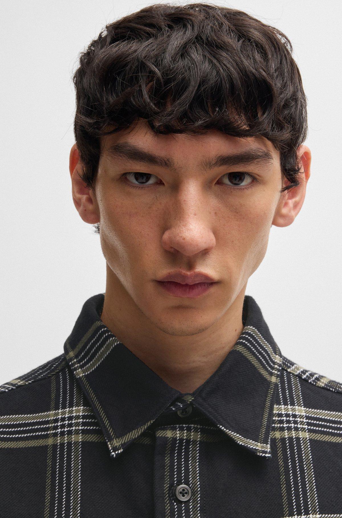 Oversize-fit shirt in checked cotton twill Product Image