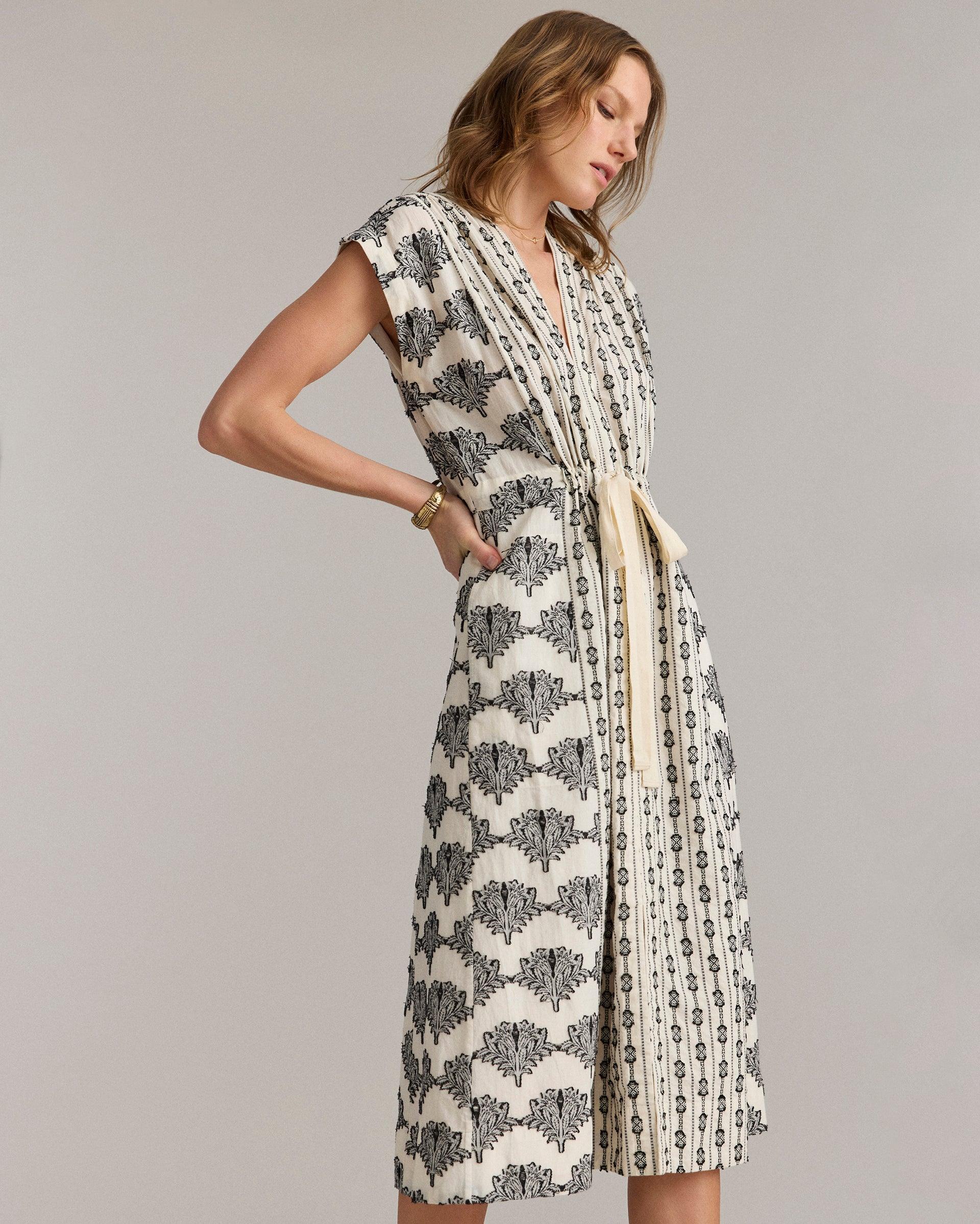 Jacquard Cinched Waist Dress -  Product Image