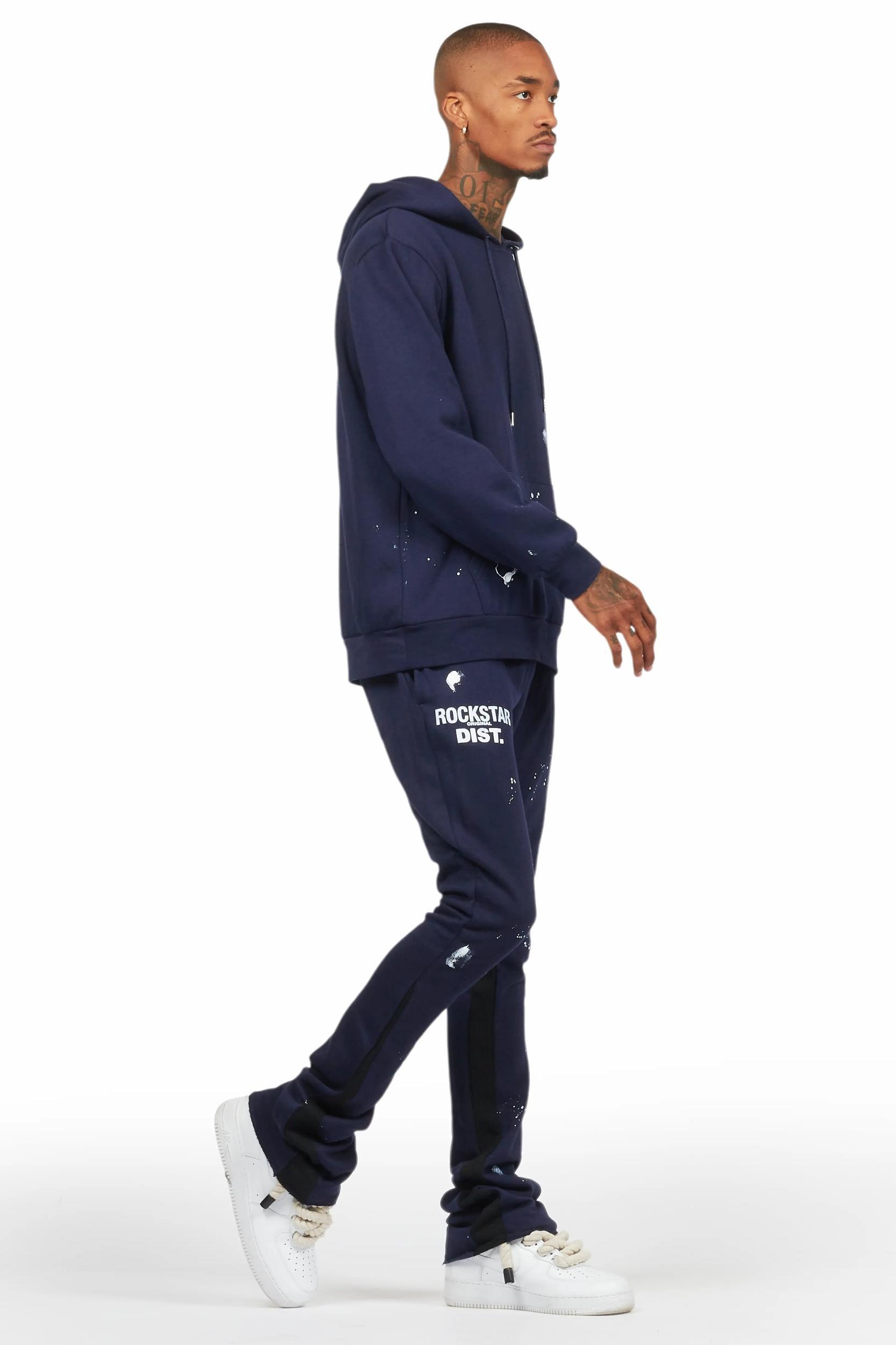 Raffer Navy Hoodie Flare Trackset Male Product Image