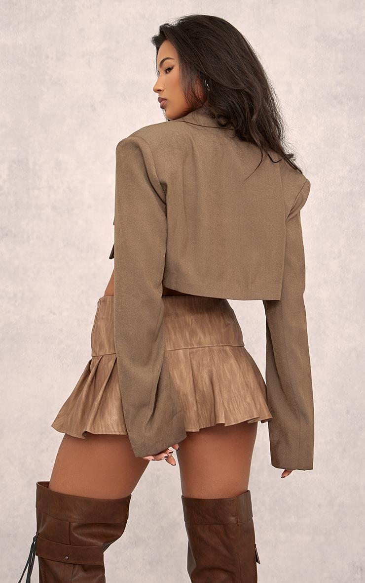 Moss Khaki Pocket Detail Super Cropped Blazer Product Image