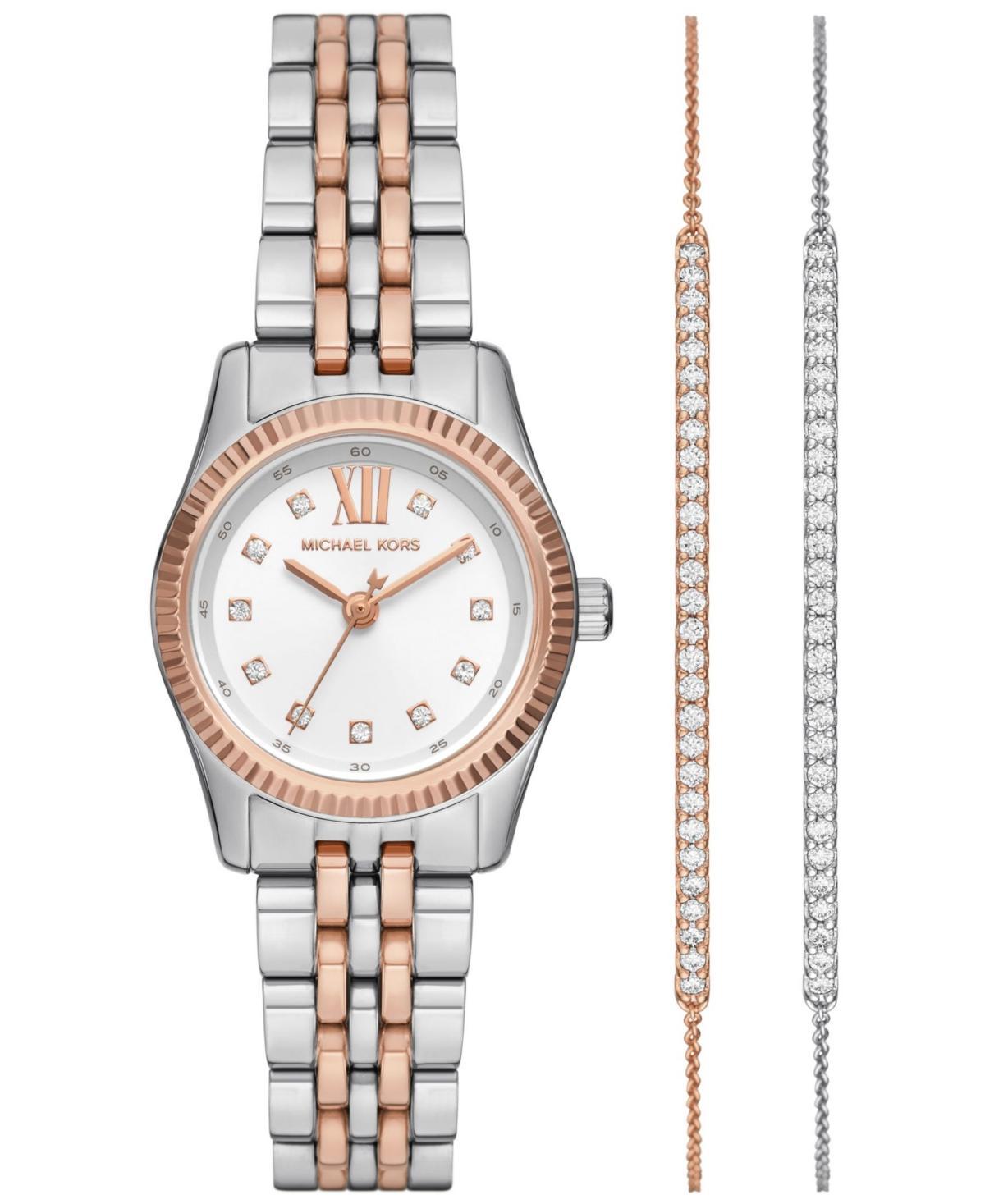 Michael Kors Womens Lexington Three-Hand Two-Tone Stainless Steel Bracelet Watch and Bracelet Gift Set Product Image