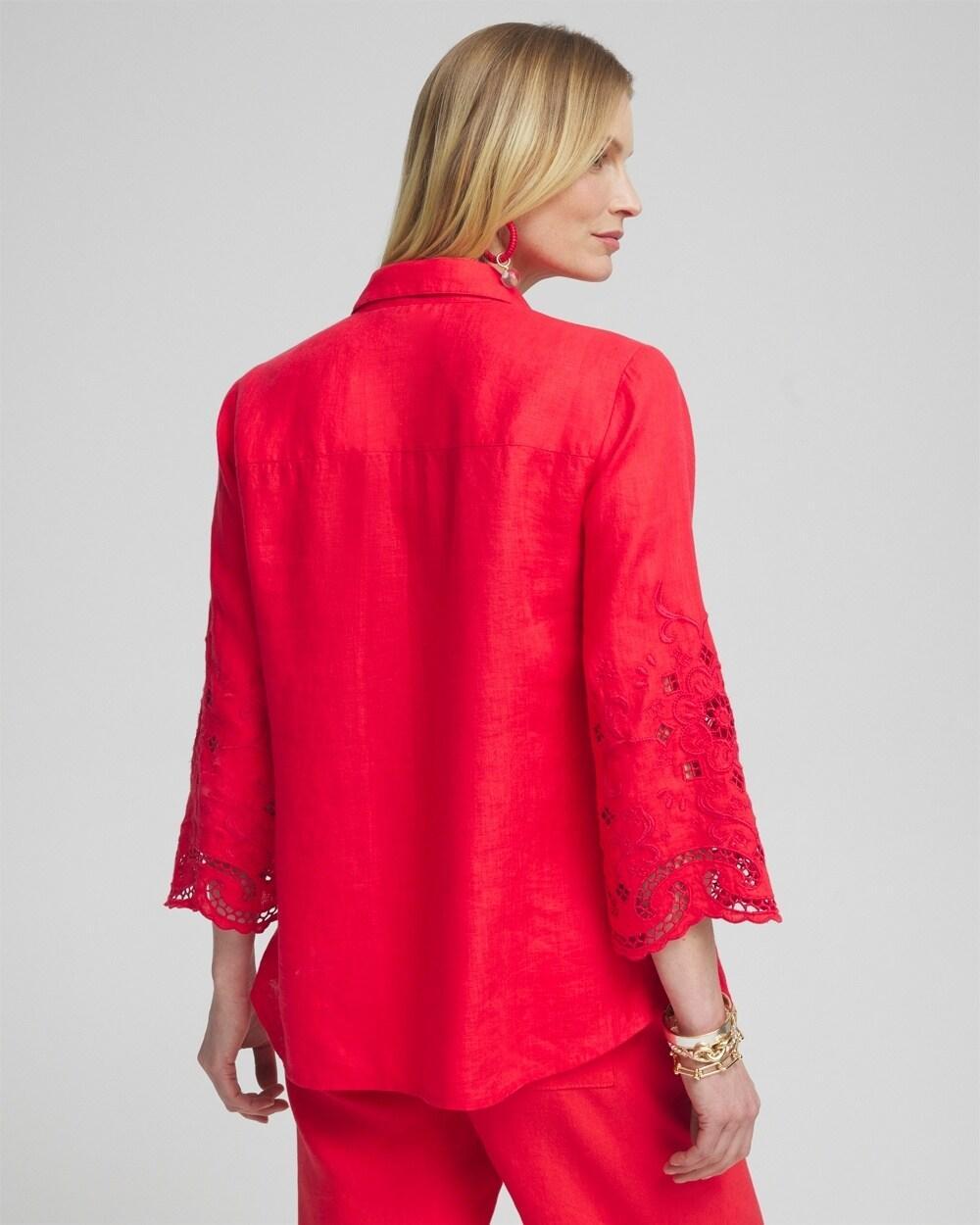 Linen Eyelet Sleeve Shirt Product Image