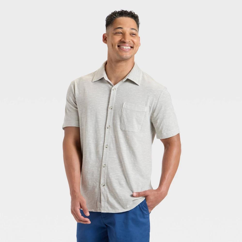 Men's Short Sleeve Slub Button-Down Shirt - Goodfellow & Co™ Product Image