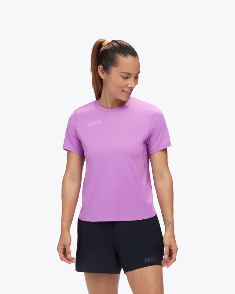 HOKA Womens Short Sleeve Shirt in Black, Size Medium Product Image