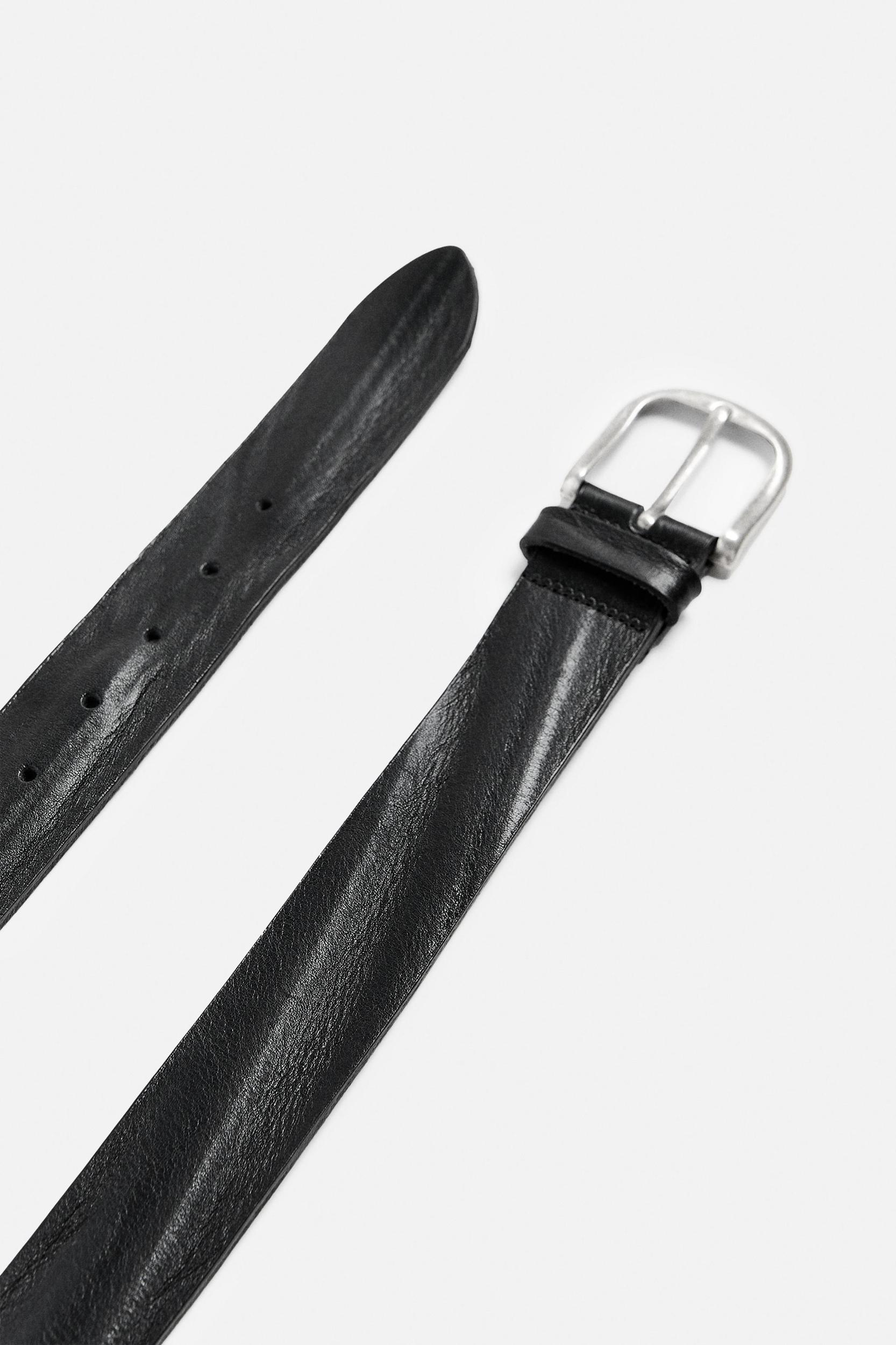 WASHED EFFECT LEATHER BELT Product Image