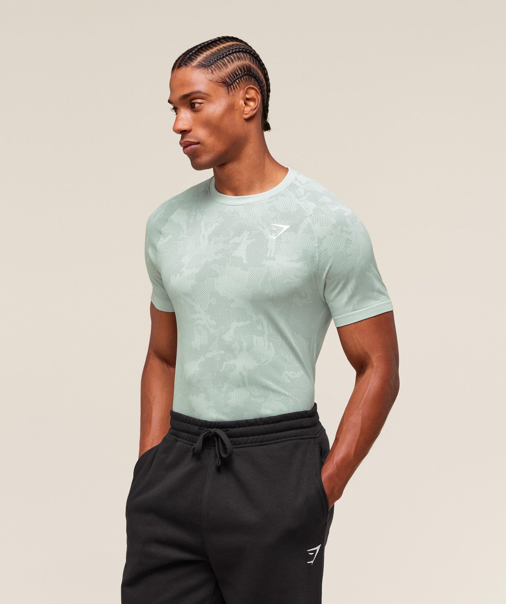 Gymshark Geo Seamless T-Shirt - Morning Blue/Celeste Blue Male Product Image