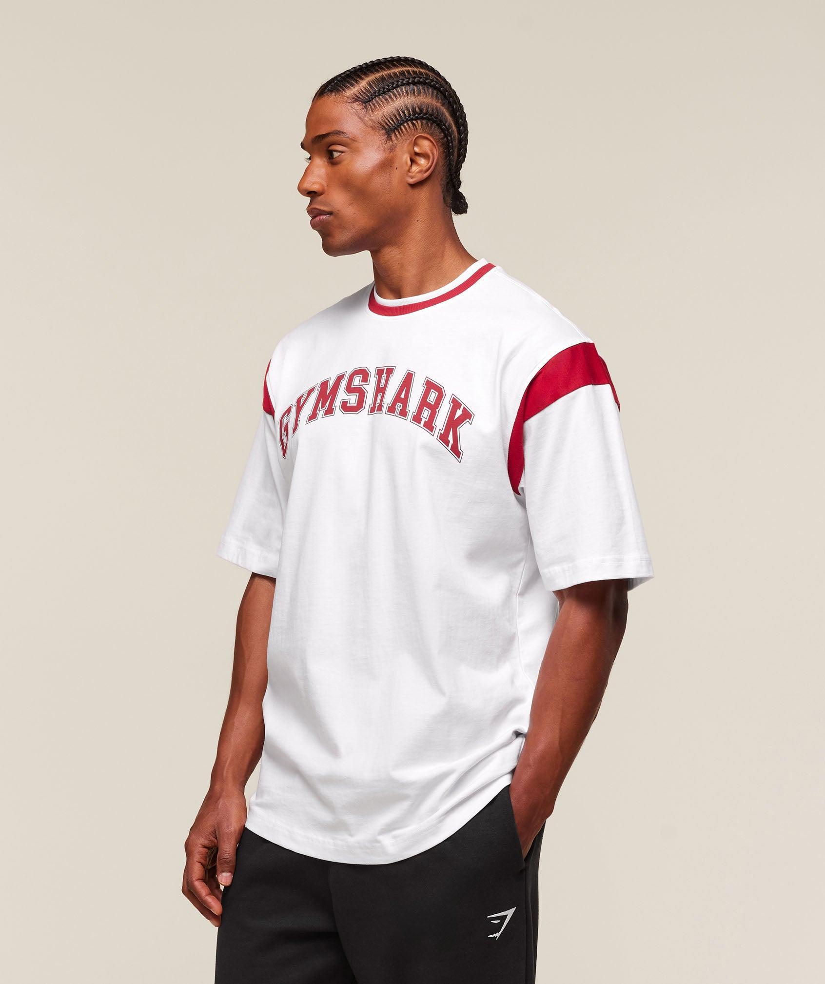Gymshark GSLC Oversized T-Shirt - White/Conditioning Red Male Product Image