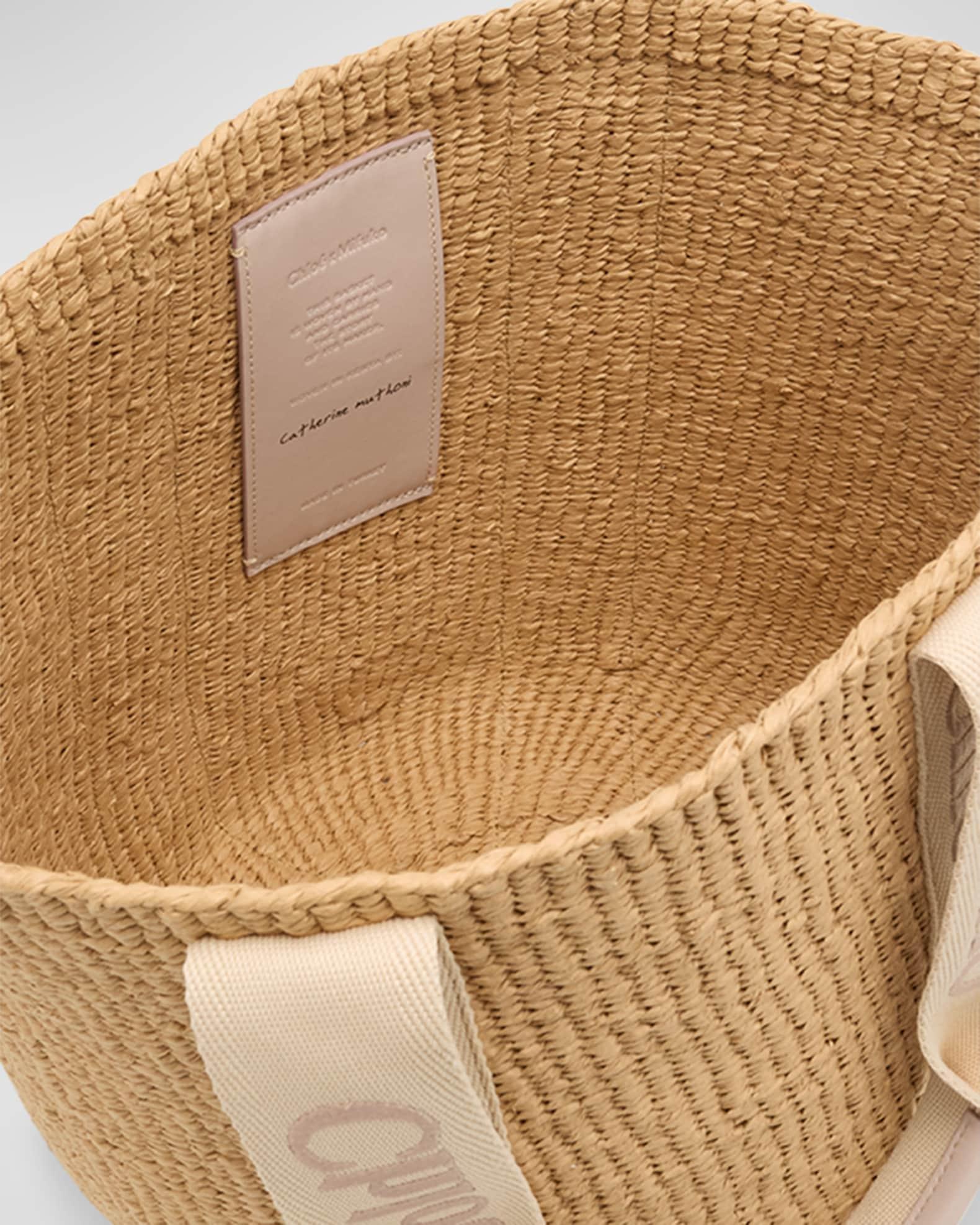 Woody Large Mifuko Basket Bag in Fair Trade Paper Embellished with Linen Product Image