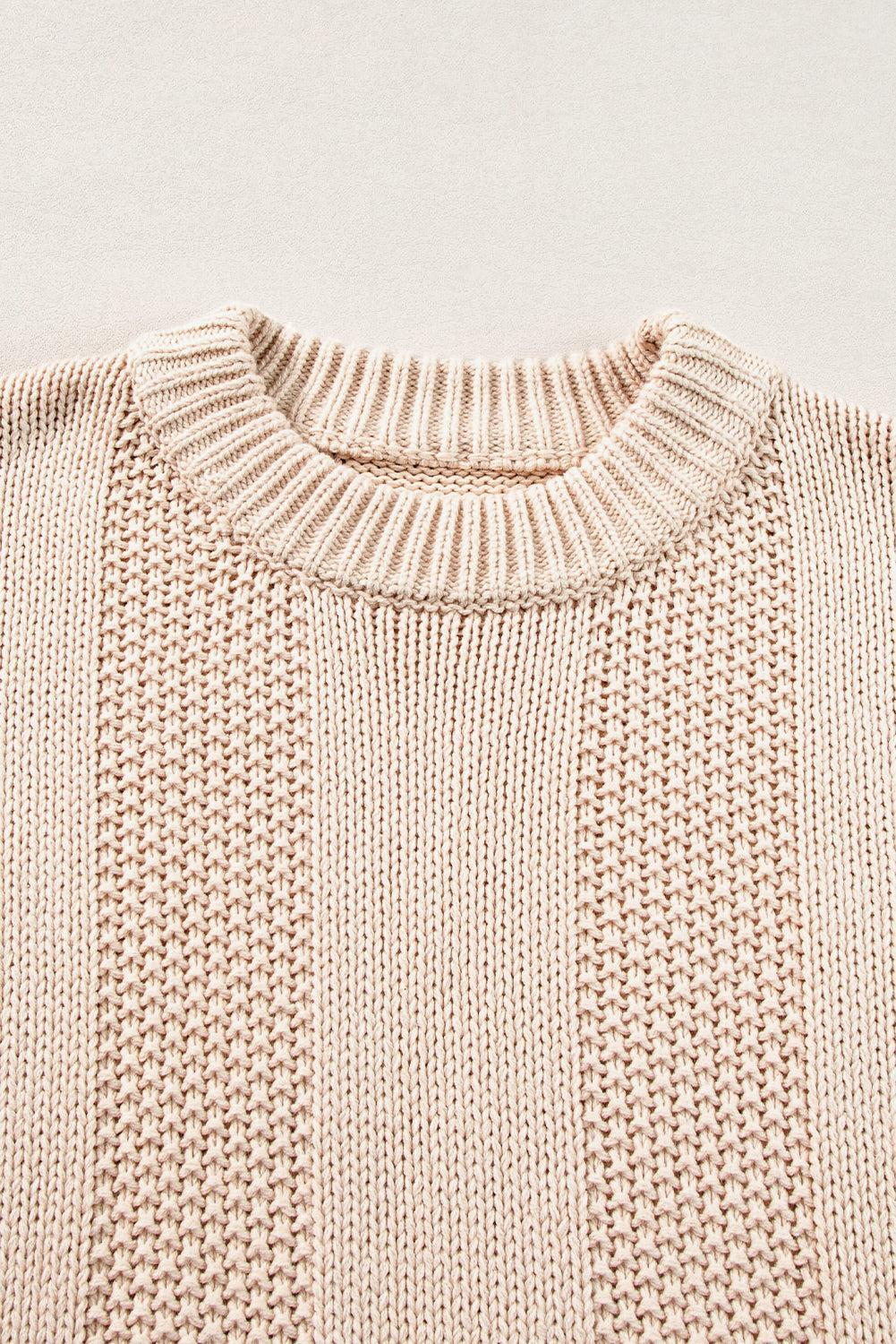 Khaki Textured Striped Sweater Product Image